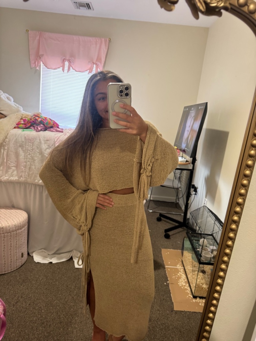 Beige Knit Midi Set - Neutral Ribbed Design - Picture 3 of 3